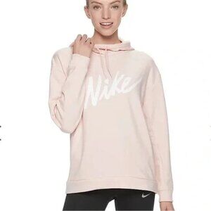 Nike Sweatshirt Womens S Pink Script Graphic Therma Hoodie Athleisure Hood
